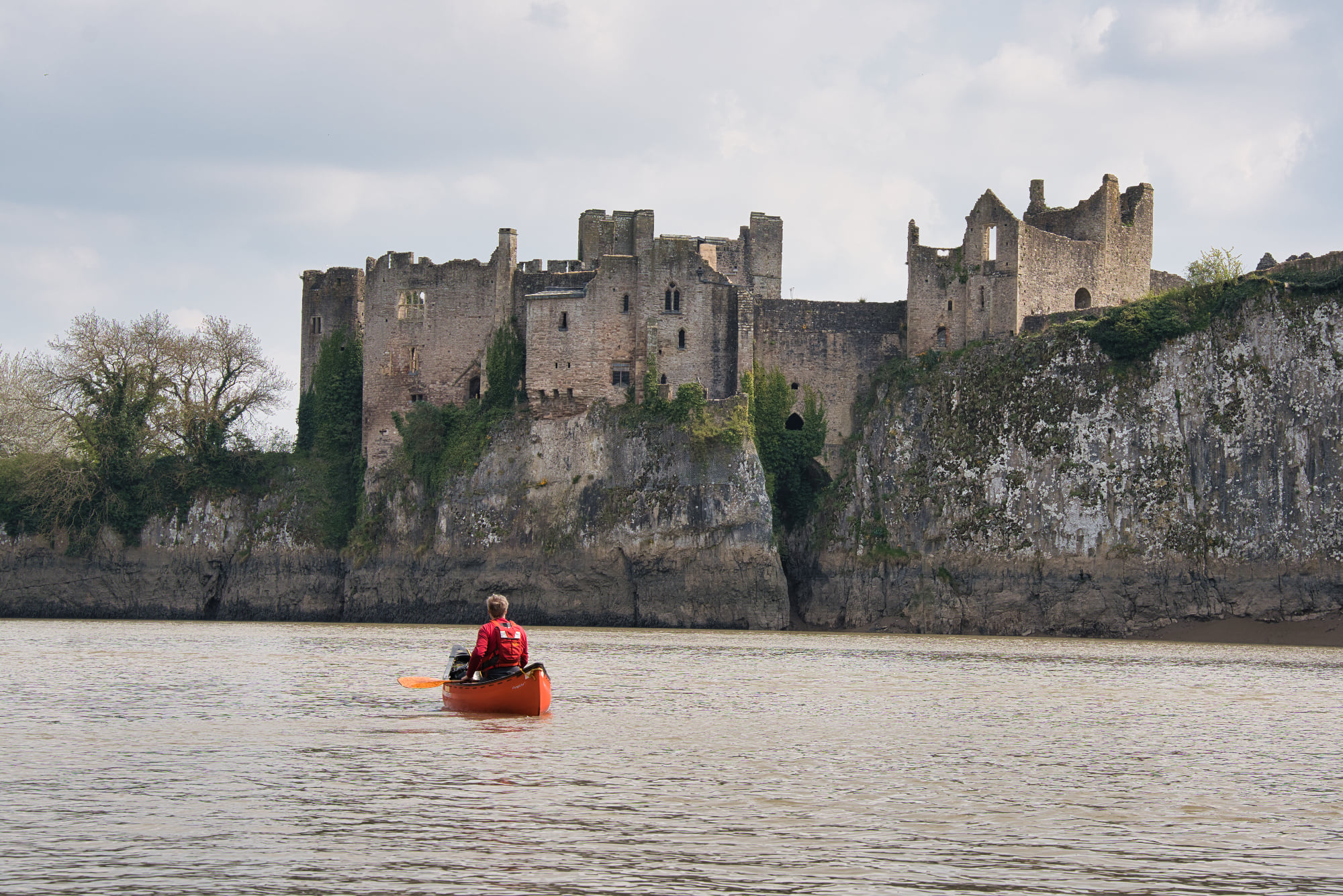 Chepstow castle from the River Wye